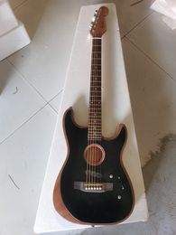 Guitare électrique noire à 6 cordes de haute qualité, corps semi-cur