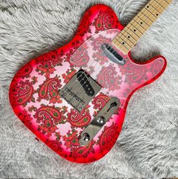 Guitares électriques roses de haute qualité Pink Guitar Pisley Basswood Body Maple Wingerboard Neck Pamins fixes