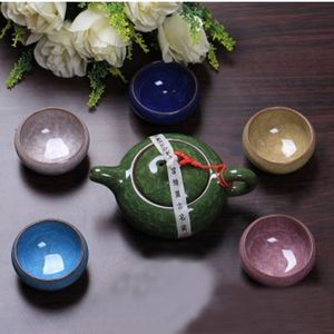 Haute qualité 7 pièces/lot chine Dehua thé ensemble coloré tasse en céramique belle craquelé glaçure tasse à thé préférence