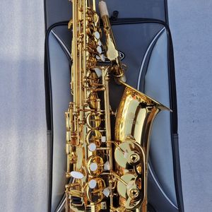 Saxofón alto tipo E-flat 700Q de alta calidad, latón dorado lacado, instrumento profesional de jazz con accesorios