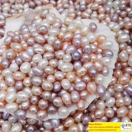 Alta calidad 7 MM Perlas Ovaladas cuentas de semillas 3 colores blanco Rosa púrpura Perlas sueltas de agua dulce para la fabricación de joyas suministros Barato al por mayor