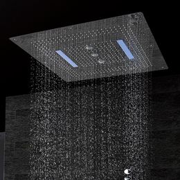 Cabezal de ducha de techo LED hecho de SUS304 de gran tamaño 800x800mm cuatro funciones lluvia cascada remolino cortina DF5424