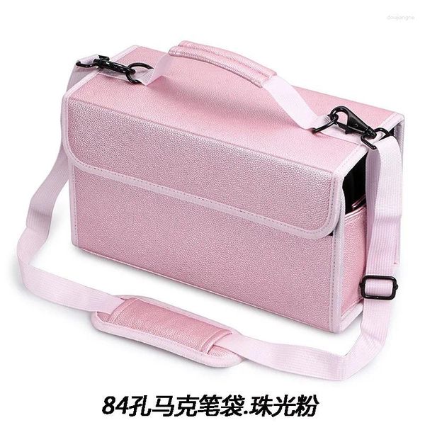 Bolsa de rotulador de Material PU de 84 ranuras de alta calidad, bolso estacionario, pintura de bocetos