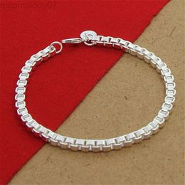 Bracelet en argent 925 de haute qualité 4 mm 8 pouces bracelet carré vénitien pour les femmes de fête de fête de fête bijoux gifs l220808 224S