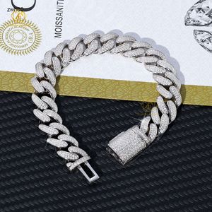 Hoge kwaliteit 925 Sterling Silver 10mm 12 mm 7inches 8 inches Moissanite Diamond 18K Gold vergulde Miami Cuban Link Chain armbanden