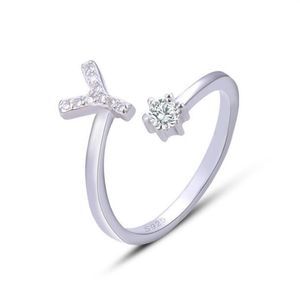 Hoge kwaliteit 925 Sterling Silver 26 Letters Ring For Women Rhinestone Open A-Z eerste letter vingerringen vrouwelijke ring sieraden par255r