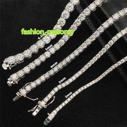 Hoge kwaliteit 925 Sterling Silver 2mm - 6,5 mm Hip Hop Jewelry VVS Moissanite Diamond Tennis Chain armband ketting