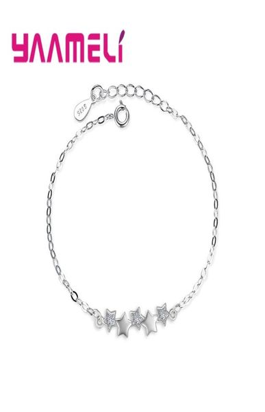 Haute qualité 925 bracelet en argent sterling cristal autrichien étoiles charmes femmes filles bracelets bijoux beaux cadeaux de Noël 1112292