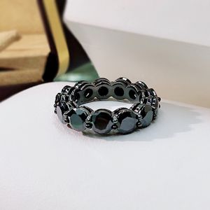 Hoge Kwaliteit 925 Sterling Zilver Gemaakt Moissanite Ronde Cut Wheel Shape Black Ring voor Dames Kerstmis Lover Sieraden Gift