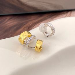 Pendientes de plata de ley 925 de alta calidad con diamantes para niñas, joyería de moda, conjunto de pendientes AB de marca dupe