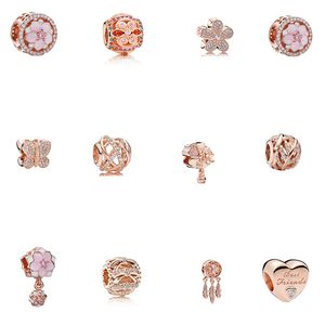 Haute Qualité 925 Sterling Silver Loose Bead Charms Perlé DIY Lady Designer Original Fit Pandora Bracelets Pendentif Or Rose Bijoux Cadeaux De Mode pour les Femmes