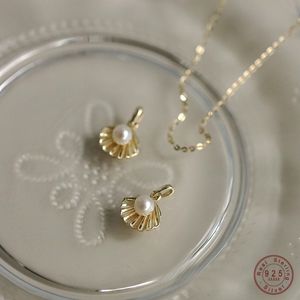 Hoogwaardige 925 sterling verzilverde 14K gouden parelschaal ketting voor vrouwen mode temperament valentijnsdag sieraden cadeau
