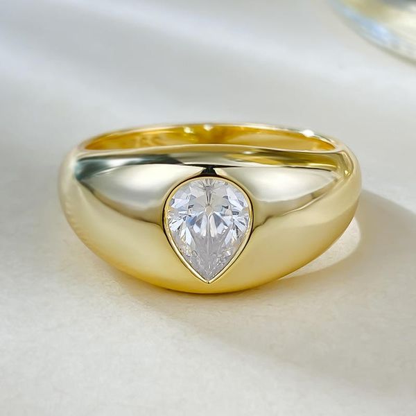 Anillo de diamantes de oro de 24k chapado en plata esterlina 925 de alta calidad, joyería de moda, serie romántica, anillo de bodas para mujer, regalo de hiphop