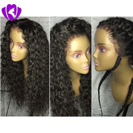 Perruques Lace Front wig synthétiques sans colle, cheveux longs et bouclés, de haute qualité, avec Baby Hair, résistantes à la chaleur, pour femmes noires