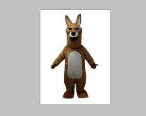 Costume de mascotte de kangourou brun de haute qualit￩ avec les yeux noirs pour l'adulte ￠ porter