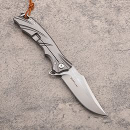 Cuchillo de alero de alta calidad A2266 M390 Satin Rectivo Hoja CNC TC4 Aleación de titanio Manejo Rodamiento de bolas Fastas de carpeta rápida EDC Herramientas