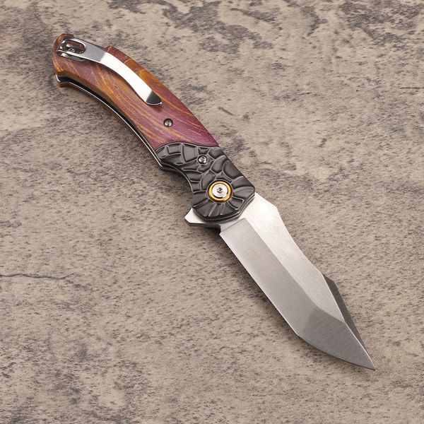 Couteau pliant de haute qualité A2290 Flipper M390 Satin Tanto Point Lame en bois durci avec poignée en acier Rondelle à roulement à billes extérieure Couteaux de dossier à ouverture rapide