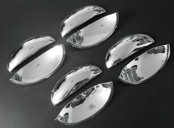 Haute qualité ABS chrome 4 pièces poignée de porte de voiture décoration couverture de protection + 4 pièces poignée de porte décoration protection bol pour Peugeot 206