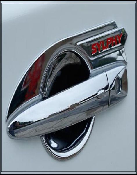 Bol de décoration de poignée de porte en ABS chromé de haute qualité, 4 pièces, avec logo pour Nissan SYLPHYSentra 201620187508836