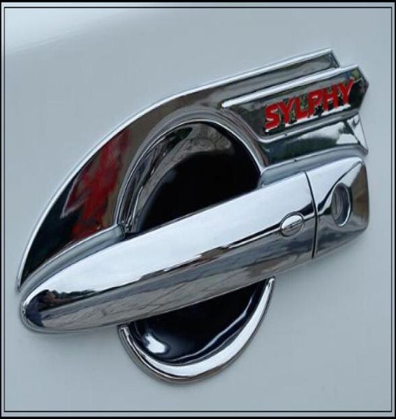 Bol de décoration de poignée de porte en ABS chromé de haute qualité, 4 pièces, avec logo pour Nissan SYLPHYSentra 201620186773122