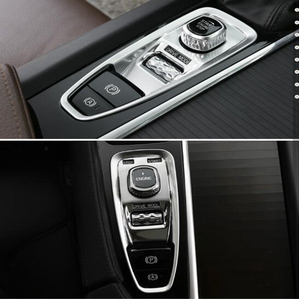 Cubierta protectora del panel del freno de mano electrónico del coche cromado ABS de alta calidad Cubierta decorativa del interruptor del botón de parada del motor de arranque para Volvo S90 XC90 V90 XC60 S60 V60 2015-2022