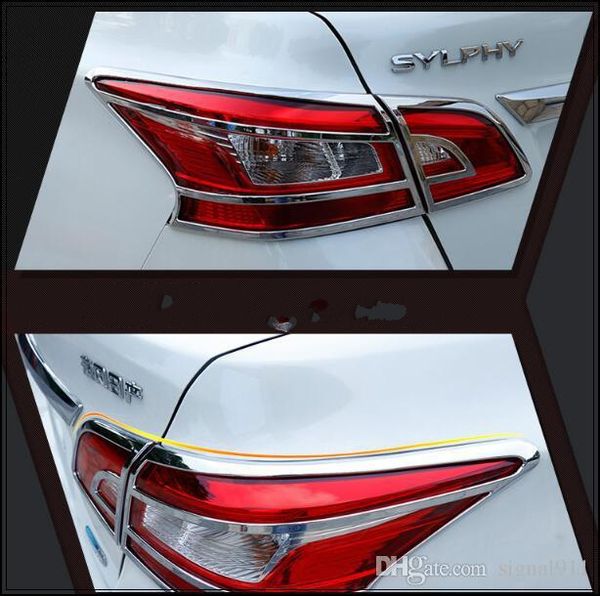 Ajuste de la decoración de la luz trasera del coche del cromo 4pcs ABS de la alta calidad, cubierta de la decoración de la lámpara trasera para Nissan SYLPHY / sentra 2016-2018