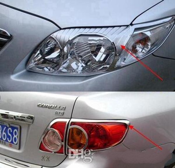 Haute qualité ABS avec décoration des phares de voiture Chrom cadre garniture, garniture de couverture feu arrière, couvercle de la lampe de brouillard avant pour Toyota corolla 2007-2010