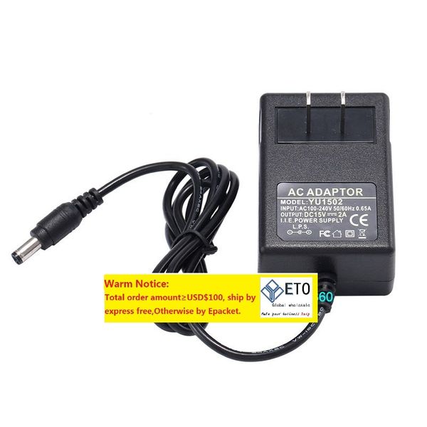 Adaptateur de chargeur d'alimentation AC à DC 15V 2A de haute qualité avec puce IC US Plug 50pcs DHL