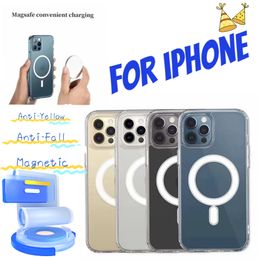 Hoge Kwaliteit Acryl Magnetische Transparante Schokbestendige Telefoon Case voor IPhone 15 14 13 12 11 Pro Max met Retail-pakket