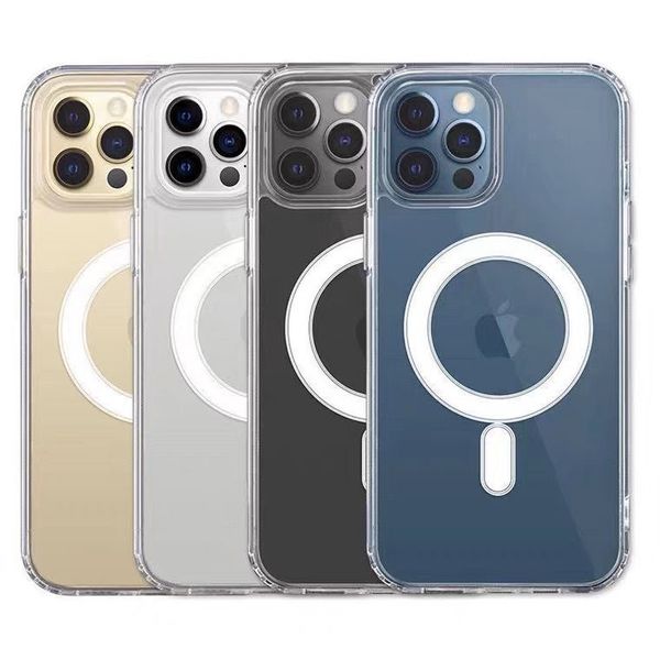 Case de teléfono de choque transparente magnético acrílico de alta calidad Cover Soft Po para iPhone 15 14 13 12 11 Pro Max Mini X XR Max XR 7 8 7p 8p con paquete minorista