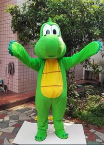 Costume de mascotte de dinosaure dragon vert pour adulte, vêtements de dessin animé, taille adulte, robe fantaisie de noël et d'halloween, haute qualité, vente
