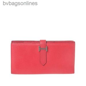Hoogwaardige geavanceerde Hremms lederen tassen Designer Women Bag Nieuwe Red Leather Bear Series Dames Long Wallet Bag