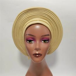 Headtie africain de haute qualité turban nigérian nigérian ateady fabriqué auto gele turban turban pour la fête de mariage xm205-1