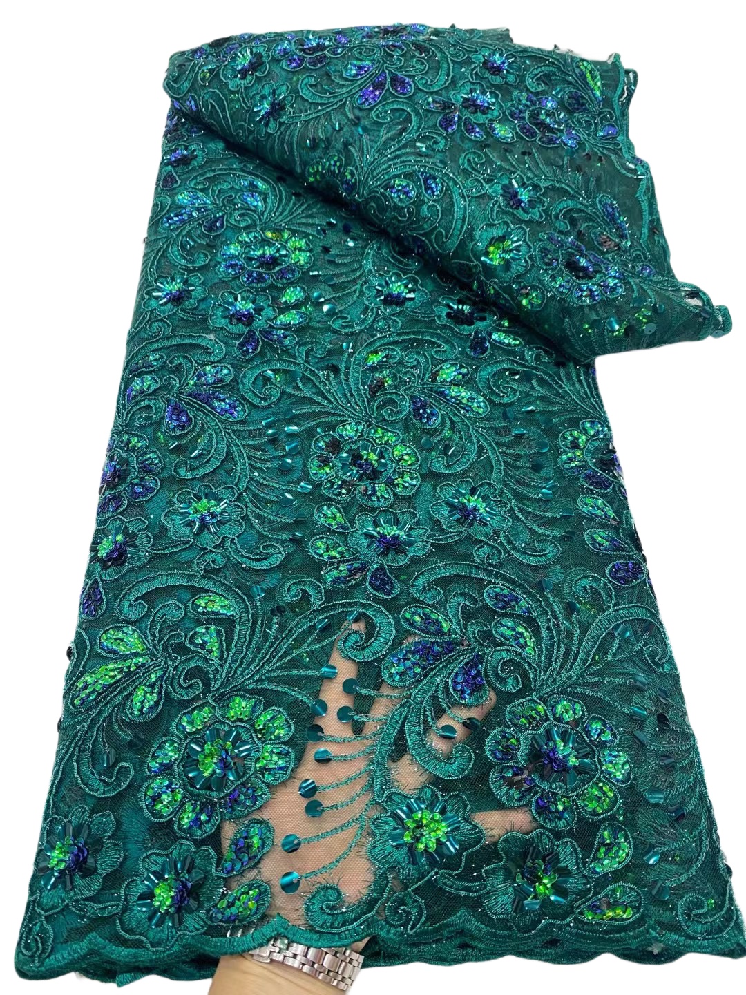 高品質のアフリカンレディースフォーマルドレススパンコールレースファブリックチュール縫製クラフト女性イブニングパーティーシマーネット刺繍イタリアンデザインスタイル2023 YQ-7010
