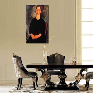 Hoge kwaliteit Amedeo Modigliani schilderij kleine dienende vrouw handgemaakte canvas kunst modern restaurant decor