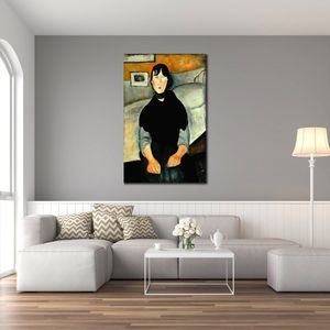 Haute qualité Amedeo Modigliani peinture jeune femme du peuple fait à la main toile Art moderne Restaurant décor
