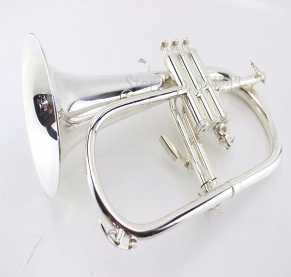 American Flugelhorn Silverplated B Flat BB Professional Trompeta Top Instrumentos musicales en Brass Trompete Horn6608754