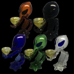 En Stock G spot Alien Pipe Pipes En Verre Fumer Des Conduites D'eau 18cm Hauteur Alien Verre Bong Livraison Gratuite