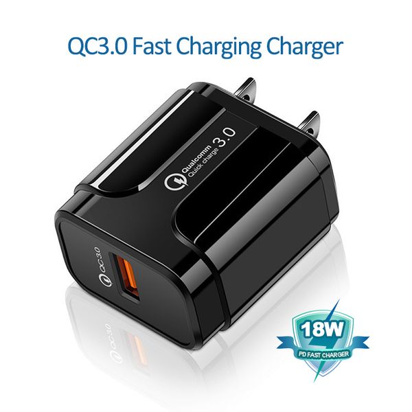 QC3.0 18W chargeur USB rapide Charge rapide adaptateur de prise ue US pour téléphone portable Samsung Xiaomi