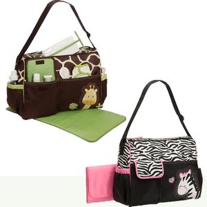 Mode animal Designer sac à langer momie couche Zèbre ou girafe Zipper Coton babyboom multifonctionnel mode infanticipate sacs mère fantaisie bébé sac fourre-tout