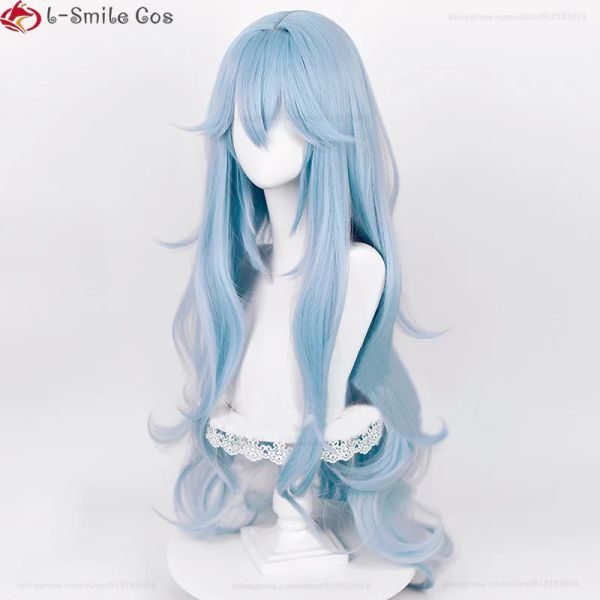 Anime de alta calidad Eva 100cm de largo ayanami rei cosplay peluca azul cyan cabello rizado para el calor resistente al calor de la fiesta de la fiesta + tapa de peluca