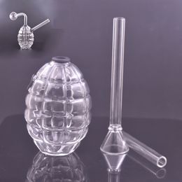 Haute qualité antichar forme narguilé créatif grenade claire 3D mini verre brûleur à mazout bong tuyau eau dab rig tabac bongs pour fumer des herbes sèches