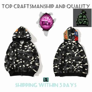 Top Vakmanschap Heren hoodies tijger volledige zip jas ontwerper mannen vrouwen Harajuku stylist Shark sweatshirt Mode co-branding camouflage Dubbele hoed hoodys 4-20