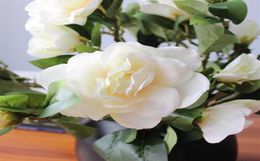Haute qualité fleur artificielle blanc gardénia fausse soie unique vraie touche fleurs pour mariage el maison fête décorative mariée Flowe1951216