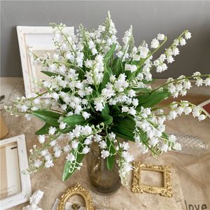 Fleurs artificielles en plastique de haute qualité, Simulation de muguet, Bouquet de fleurs pour décoration de maison, fournitures de travaux manuels