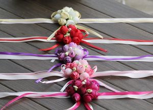 Haute qualité artificielle poignet fleur 5 couleurs soeur fleurs décorations de mariage fleurs de mariage corsage pour demoiselle d'honneur pour livraison gratuite