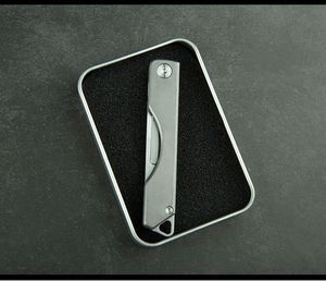 Couteau à découper de haute qualité 440C Lame en satin TC4 Poignée en alliage de titane EDC Couteaux pliants de poche Couteaux porte-clés K1608