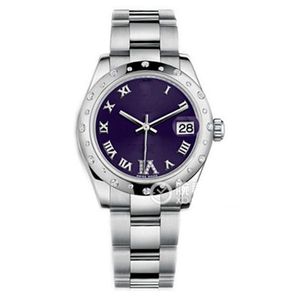 Hoogwaardig Aziatisch horloge 2813 Sport automatisch damespolshorloge 178344-72160 31 mm paarse diamant Romeinse wijzerplaat roestvrij stalen band Mode Datejust luxe horloges