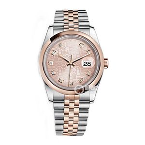 Aziatische horloges van hoge kwaliteit 2813 sport automatisch mechanisch horloge 116201 18k everose gouden riem 36 mm roze diamanten wijzerplaat luxe dames horloges vijf baht riem