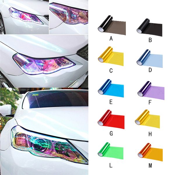 Autocollants de lampe automatique de haute qualité style de voiture sur mesure phare de voiture feu arrière antibrouillard Film vinyle teinté Film léger 12 couleurs